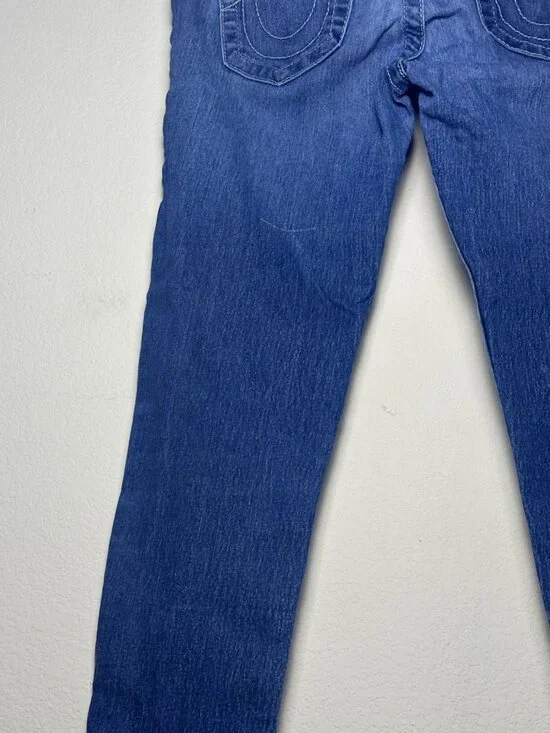 True Religion Women 30 Denim Blue Jean Pant USA Made Legging Tapered Slim Y2K - Picture 16 of 16